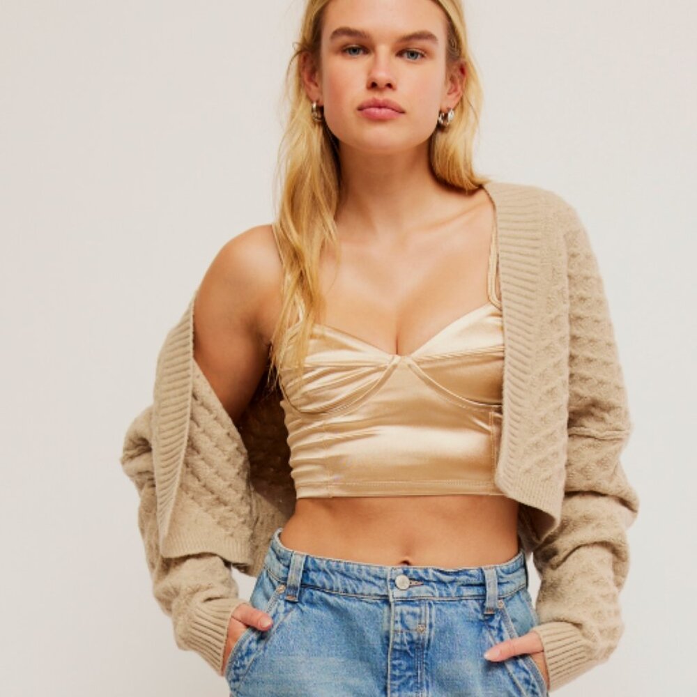 Free People GOLD Casino Royal Corset Bralette - Picture 5 of 8